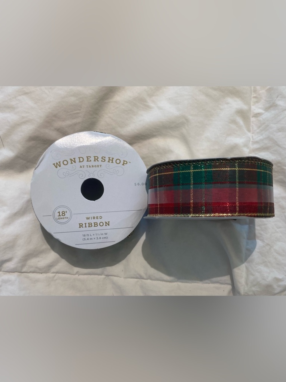 Set of 2 Wondershop Plaid Wired Christmas Ribbon Rolls 18ft Each